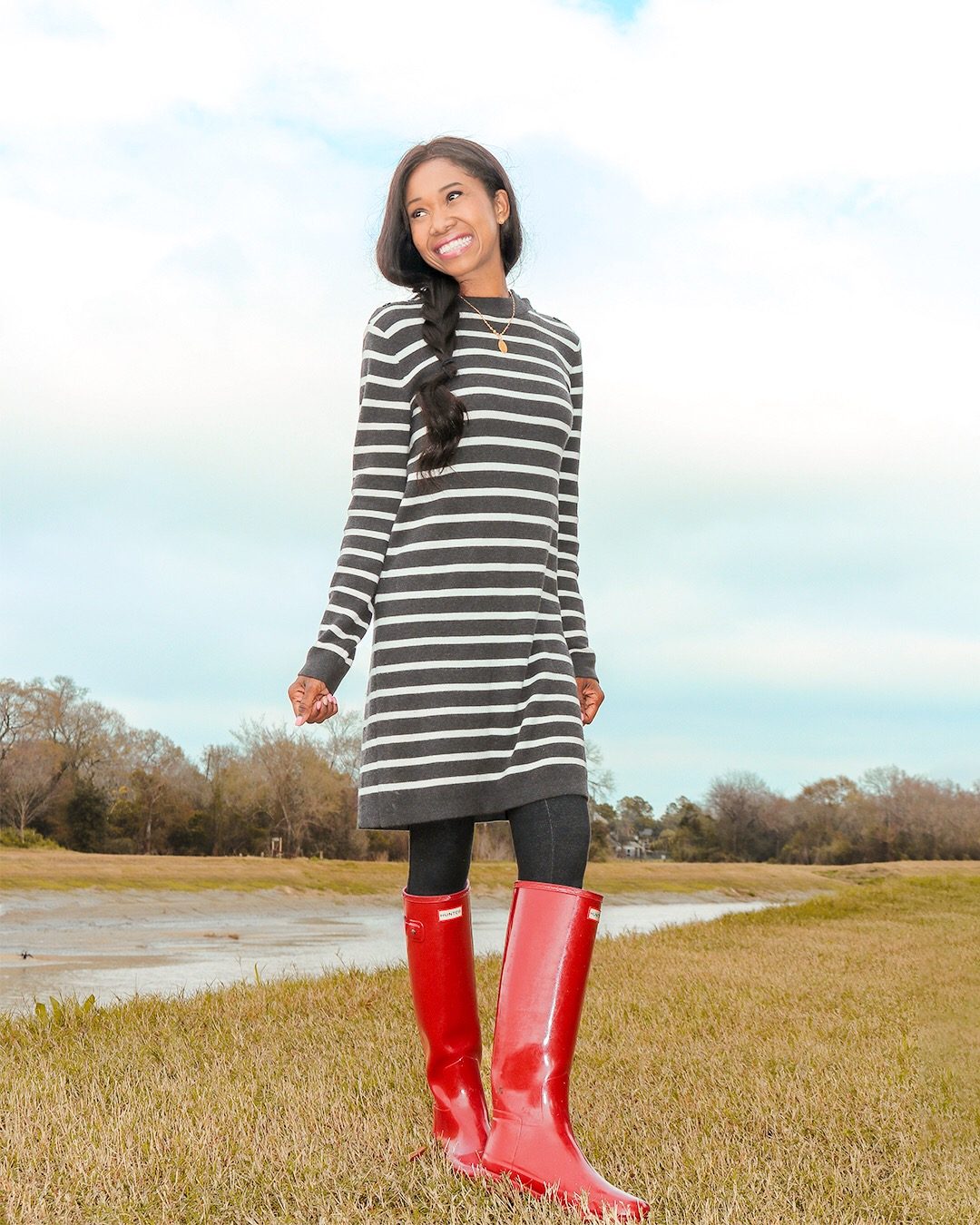 Tall Red Glossy Hunter Boots 